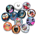 12pcs Owl Pattern Charms 18mm Glass Snap Button For DIY Bracelet KZ0371
