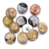 12pcs Metal Coin Charms 18mm Glass Snap Button DIY Bracelet Snaps Jewelry