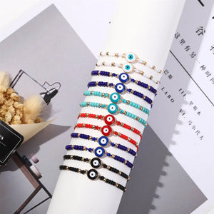 Metal Dripping Oil Evil Eye Beads Charms Anklet for Women