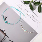 Metal Dripping Oil Evil Eye Beads Charms Anklet for Women