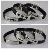 12pcs Silicone Bracelet Stainless Steel Buckle Mix Style Cross Heart Cupid