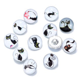 12pcs Mixed Colors Art Cat 18mm Snap Button Jewelry Glass Snap Fit Bracelet