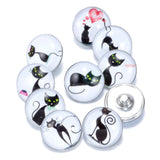 12pcs Mixed Colors Art Cat 18mm Snap Button Jewelry Glass Snap Fit Bracelet