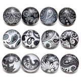 12pcs Mixed Theme Cashew Flowers Snap Button Charms For Snaps Bracelet Necklace