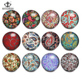 12pcs Mixed Theme Cashew Flowers Snap Button Charms For Snaps Bracelet Necklace
