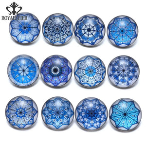 12pcs Kaleidoscope Glass Charms 18mm Snap Button Jewelry For 20mm Bracelet