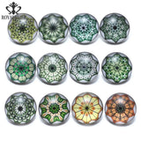 12pcs Kaleidoscope Glass Charms 18mm Snap Button Jewelry For 20mm Bracelet