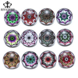 12pcs Kaleidoscope Glass Charms 18mm Snap Button Jewelry For 20mm Bracelet