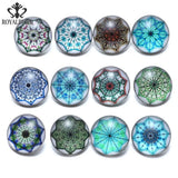 12pcs Kaleidoscope Glass Charms 18mm Snap Button Jewelry For 20mm Bracelet