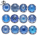 12pcs Kaleidoscope Glass Charms 18mm Snap Button Jewelry For 20mm Bracelet