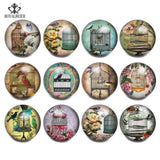 12pcs Mix Theme Pattern 18mm Snap Button Glass Charms Fit DIY Bracelet Snaps