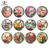 12pcs Mix Theme Pattern 18mm Snap Button Glass Charms Fit DIY Bracelet Snaps