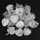 12pcs Natural Clear Quartz Heart Pendant Beads for Jewelry Making