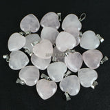 12pcs Rose Quartz Heart Charms Pendant Beads Reki Chakra Healing Stone