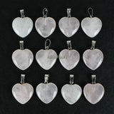 12pcs Rose Quartz Heart Charms Pendant Beads Reki Chakra Healing Stone