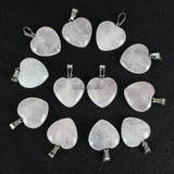 12pcs Rose Quartz Heart Charms Pendant Beads Reki Chakra Healing Stone