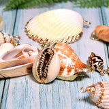 12pcs Shell Necklace Pendant Conch Sea Shell Charms Full Rhinestone