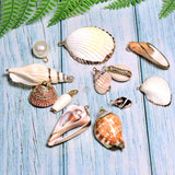 12pcs Shell Necklace Pendant Conch Sea Shell Charms Full Rhinestone