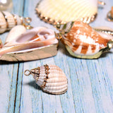 12pcs Shell Necklace Pendant Conch Sea Shell Charms Full Rhinestone