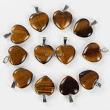 12pcs Tiger's Eye Heart Pendant Beads Natural Gemstone for Jewelry Making