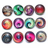 12pcs Dizziness Pattern Glass Charms for 18mm Snap Button Bracelet Jewelry
