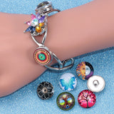 12pcs Dizziness Pattern Glass Charms for 18mm Snap Button Bracelet Jewelry