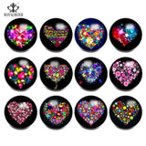 12pcs Dizziness Pattern Glass Charms for 18mm Snap Button Bracelet Jewelry
