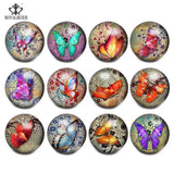 12pcs Glass Mixed Snap Butterflies Dragonfly Patterns 18mm Snaps Bracelet