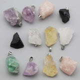 12pcs/lot Raw Ore Irregular Necklaces Pendants Multi-color Charms Keychain