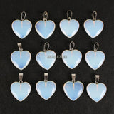 Opalite Stone Heart Charms Pendants for Necklace Making