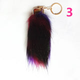 12pcs Fox Fur Pompons Keychains Car Key Ring Bag Charms Long Fur Tail Key Chains