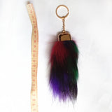 12pcs Fox Fur Pompons Keychains Car Key Ring Bag Charms Long Fur Tail Key Chains