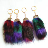 12pcs Fox Fur Pompons Keychains Car Key Ring Bag Charms Long Fur Tail Key Chains