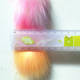 12 Rainbow Fur Tails Keychains Faux Fox Fur Pompon Bag Charms