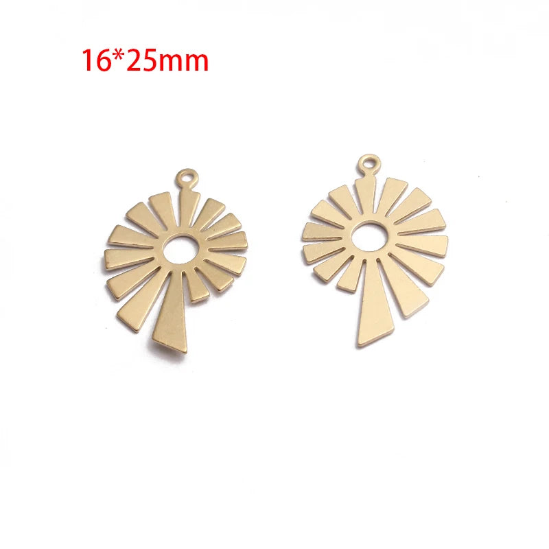 12pcs Raw Brass Sun Flower Charm Pendant DIY Jewelry Making
