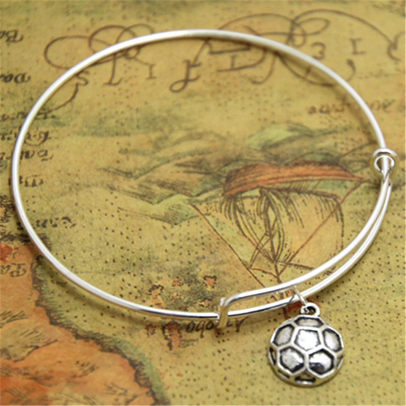 12pcs Soccer Bracelet Charm Bangles for Soccer Mom and Grandma