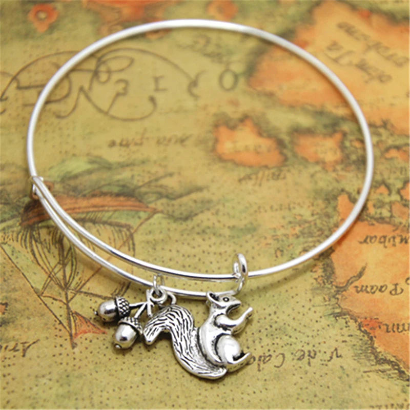 Squirrel Charm Bracelet Set, Animal Jewelry