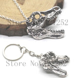 T Rex Necklace KEYRING Dinosaur Jewellery Gift in silver