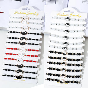 12pcs Tai Chi Yin Yang Couple Bracelets