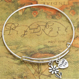 12pcs/lot Thank you Rose Charm Bracelet Bangle Adjustable Jewelry