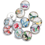 Vintage Butterfly Pattern Charms 18mm Glass Snap Button DIY Bracelet Jewelry
