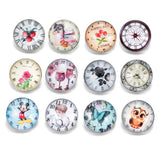 Vintage Clock Pattern Glass Snap Button Charms DIY Bracelet Jewelry