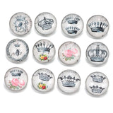 Vintage Crown 18mm Glass Snap Button Charms Lot for DIY Bracelet KZ0310