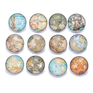 Vintage Sailing Map Glass Snap Button Charms 18mm DIY Bracelet Jewelry
