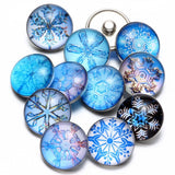 12pcs Snowflake Glass Charm 18mm Snap Button Jewelry For Bracelet KZ0549