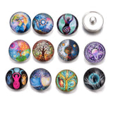 12pcs Wisdom Life Tree Glass Snap Button DIY Bracelet KZ0238