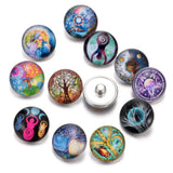 12pcs Wisdom Life Tree Glass Snap Button DIY Bracelet KZ0238