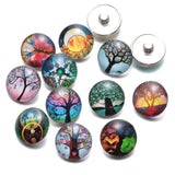 12pcs Life Tree Pattern Glass Snap Button DIY Bracelet Snaps Jewelry