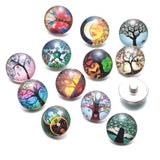 12pcs Life Tree Pattern Glass Snap Button DIY Bracelet Snaps Jewelry