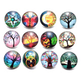 12pcs Life Tree Pattern Glass Snap Button DIY Bracelet Snaps Jewelry